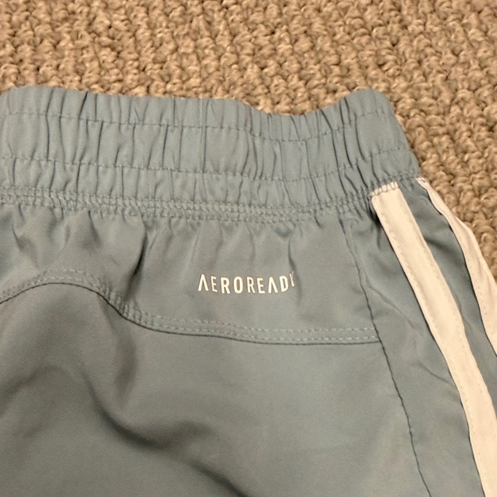 adidas Women's Light Blue Running Shorts with White Stripes, Size Small - Picture 9 of 10